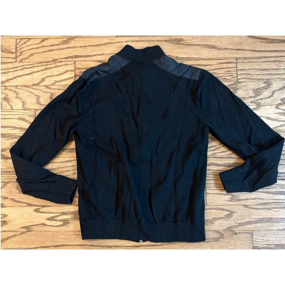 Michael Kors Full Zip Sweater Jacket Mens Size Medium Black Blade Collar Pockets - Picture 2 of 8